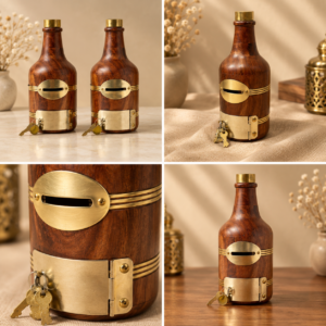 Wooden Bottle Money Bank
